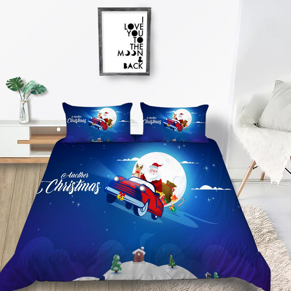 Digital Printing Quilt Cover Pillowcase Two Or Three Piece Set Christmas Gift Polyester