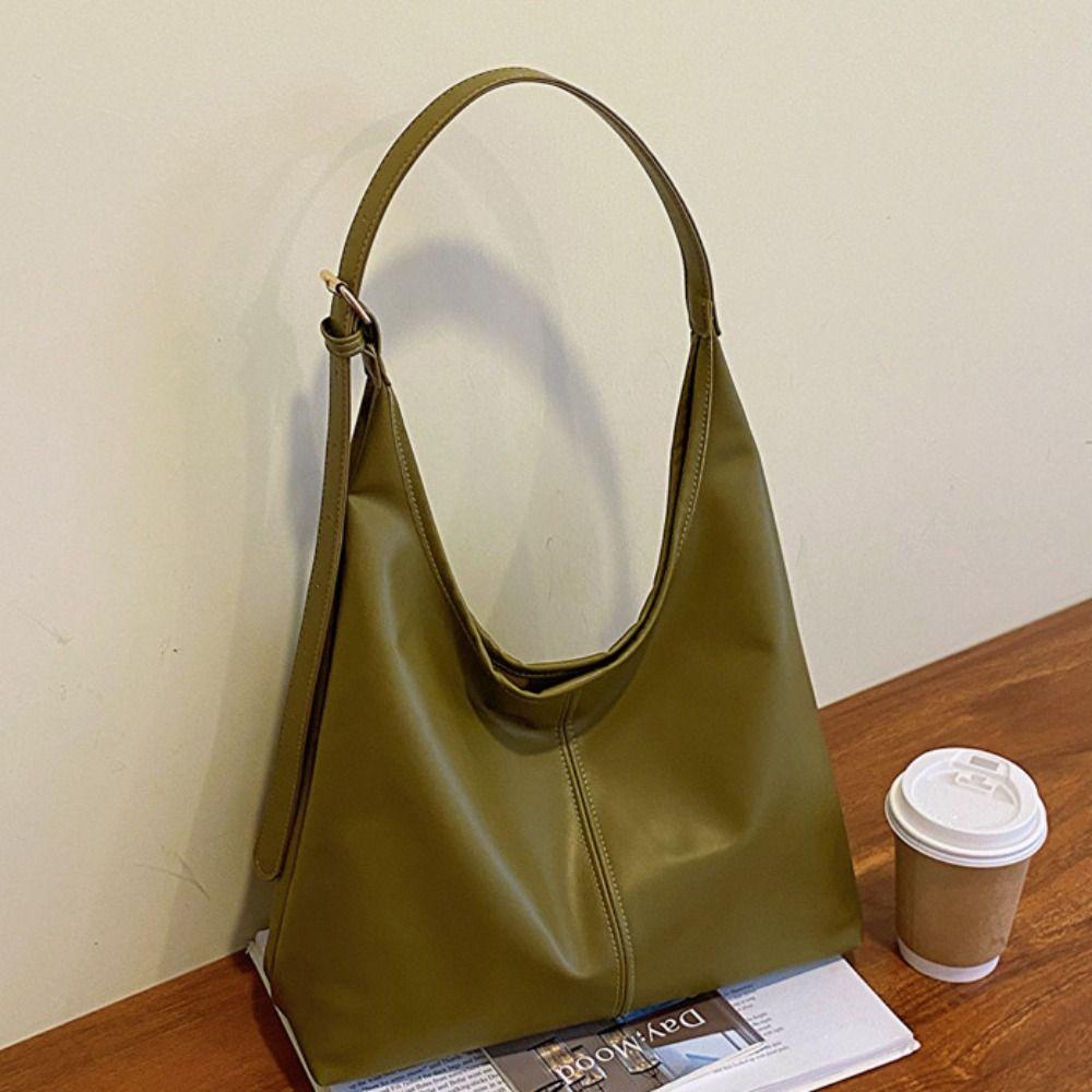 Retro Pu Leather Tote Bag Korean Style Women's Underarm Bag Autumn Commute Shoulder Bag Travel