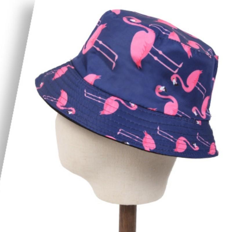 Fashionable Flamingo Print Reversible Fisherman Hat Women Sun Hat Sunscreen Bucket Hat