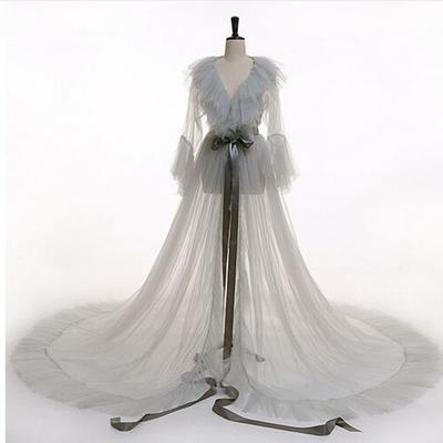 Roupa de Dormir Sexy Feminina Vestido Longo de Renda Robe Roupão