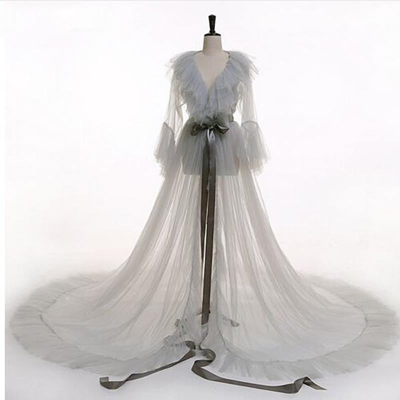 Dámské sexy noční prádlo Dlouhé krajkové šaty Župan Noční úbor