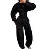 Women Two Piece Set Elegant Puff Sleeve Blouse High Waist Wide Leg Pants Casual Office Suit