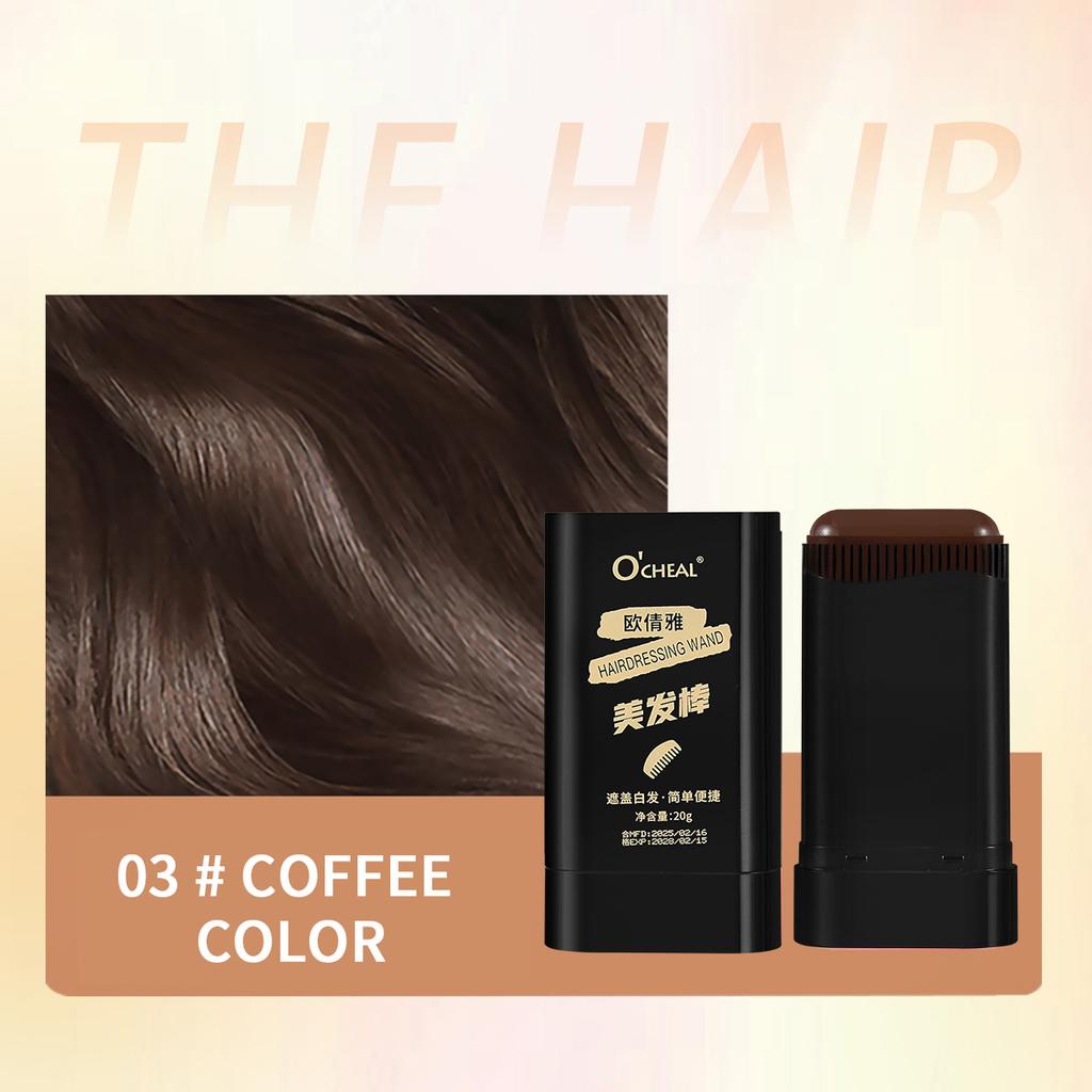 Ocheal Bastão de Cor para Cabelo e Barba de Toque Rápido 3 Cores, Bastão de Cor para Barba Portátil, Cobertura Rápida Temporária, Caneta para Cabelo, Bastão de Tinta Instantânea com Pente