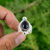 Pear Blue Sunstone Stone Bezel Solitaire Promise Ring Jewelry Sterling Silver