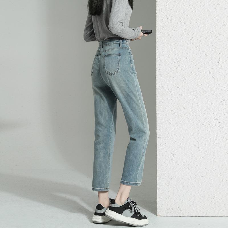 Φθινοπωρινό Γυναικείο Ψηλόμεσο Slim Straight Jeans Plus Size