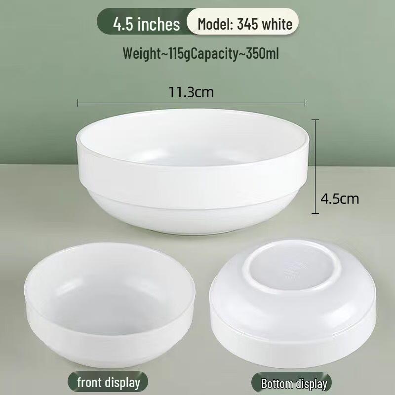 Heerli A5 Melamine White Bowls (10-Pack)