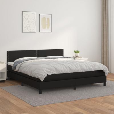 Vidaxl Continental Bed With Mattress, Black, Faux Leather 180X200 Cm