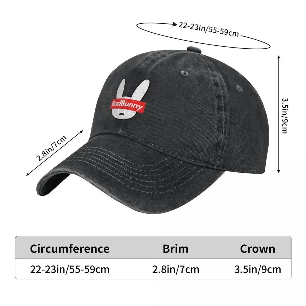 Bad Bunny Baseball Cap Singer Running Hippie Y2k Cool Trucker Dad Hat Couple Women Vintage Sunshade Baseball Caps