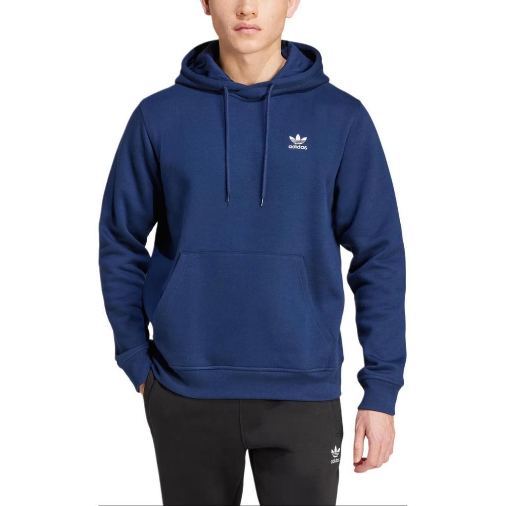 Adidas Originals Essential Trefoil Essentials Hooded Pullover Fitted Letter Logo Long Sleeve Sweatshirt Men sweatshirt Night-Blue IY4929