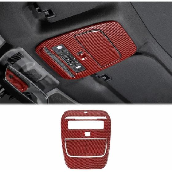 Red Carbon Fiber Reading Light Panel Front Lamp Trim Cover for Ford F150 -22