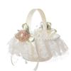 Ivory White Rose Wedding Flower Basket for Bride and Flower Girl