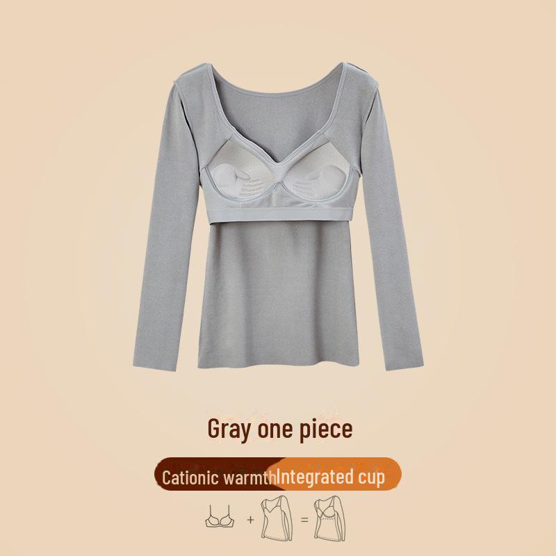 Dámské termoprádlo z německého sametu s hrudními vycpávkami: Slim Fit, S plusovým sametem, Silný top s dlouhým rukávem na podzim a zimu