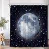 Celestial Moon Shower Curtain Starry Night Cloud Sea Ocean Sailboat Space Bathroom Decor Cresent Full Moon Bath Cutain With Hook