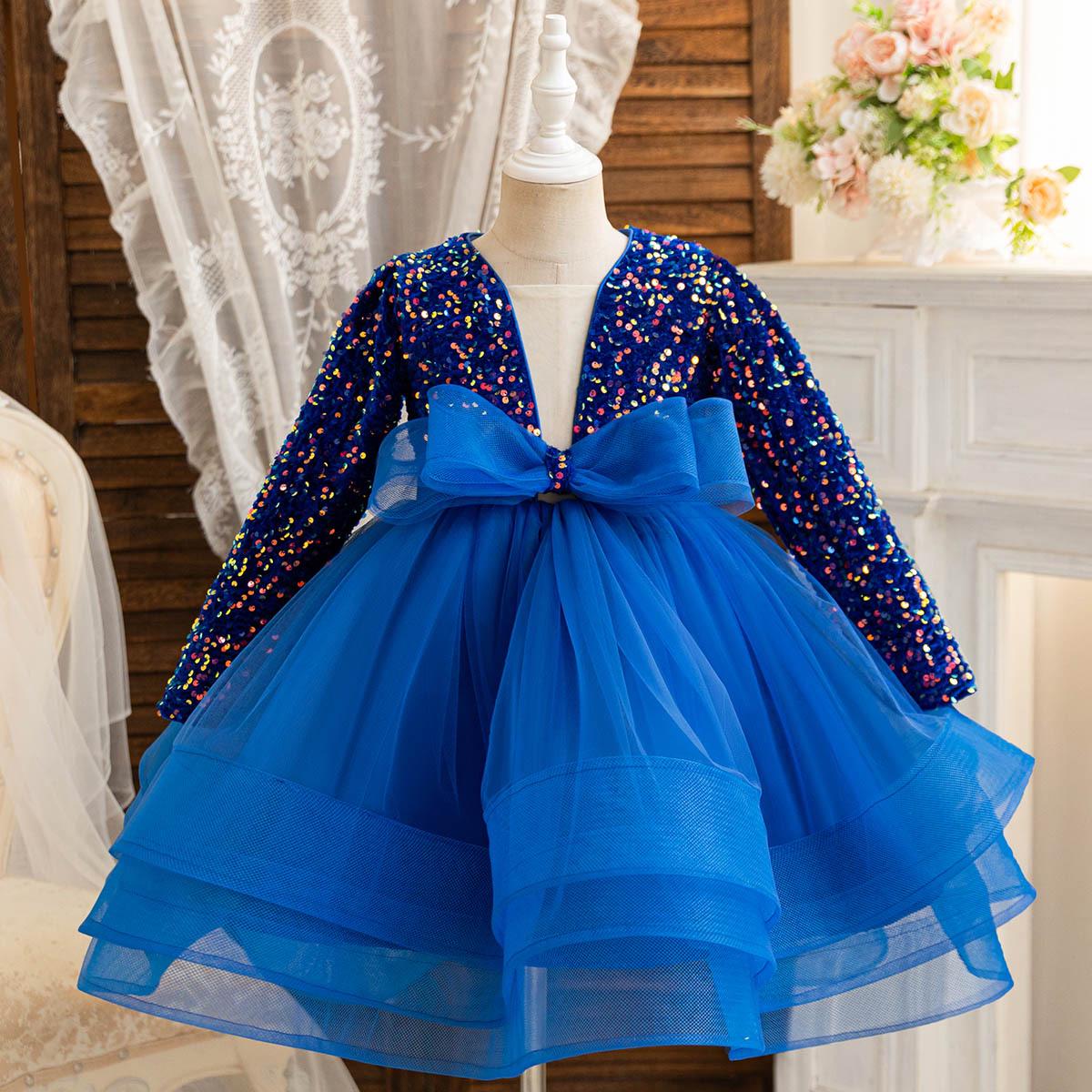 

Высококачественное платье для подиума с длинными рукавами для девочек на день рождения 120 cm