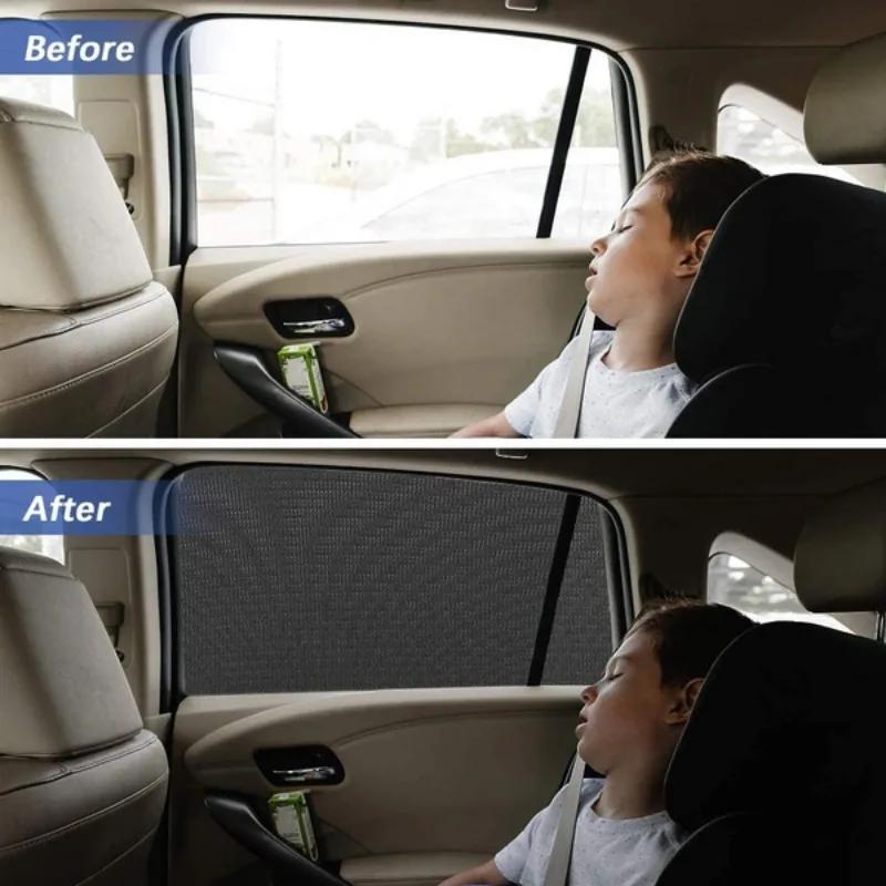 4-Piece Premium Car Window Sunshade Net Set - UV Protection and Privacy, Universal Fit Front and Rear Curtains