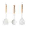 Food Grade Silicone Kitchen Utensils Set Beech Wood Handle Heat Resistant Non-Stick Cookware Spatula Spoon Whisk Tongs