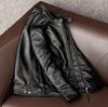 Ropa de Cuero de Primavera y Otoño Chaqueta de Cuero Entallada con Cuello Mao para Hombre