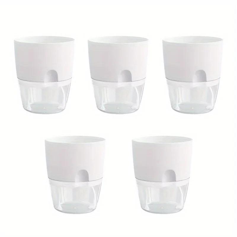 10/5Pcs Self Watering Plastic Flower Pot Double Layer Hydroponics Plants Bonsai Pot Vases Succulent Potted Home Office Decor