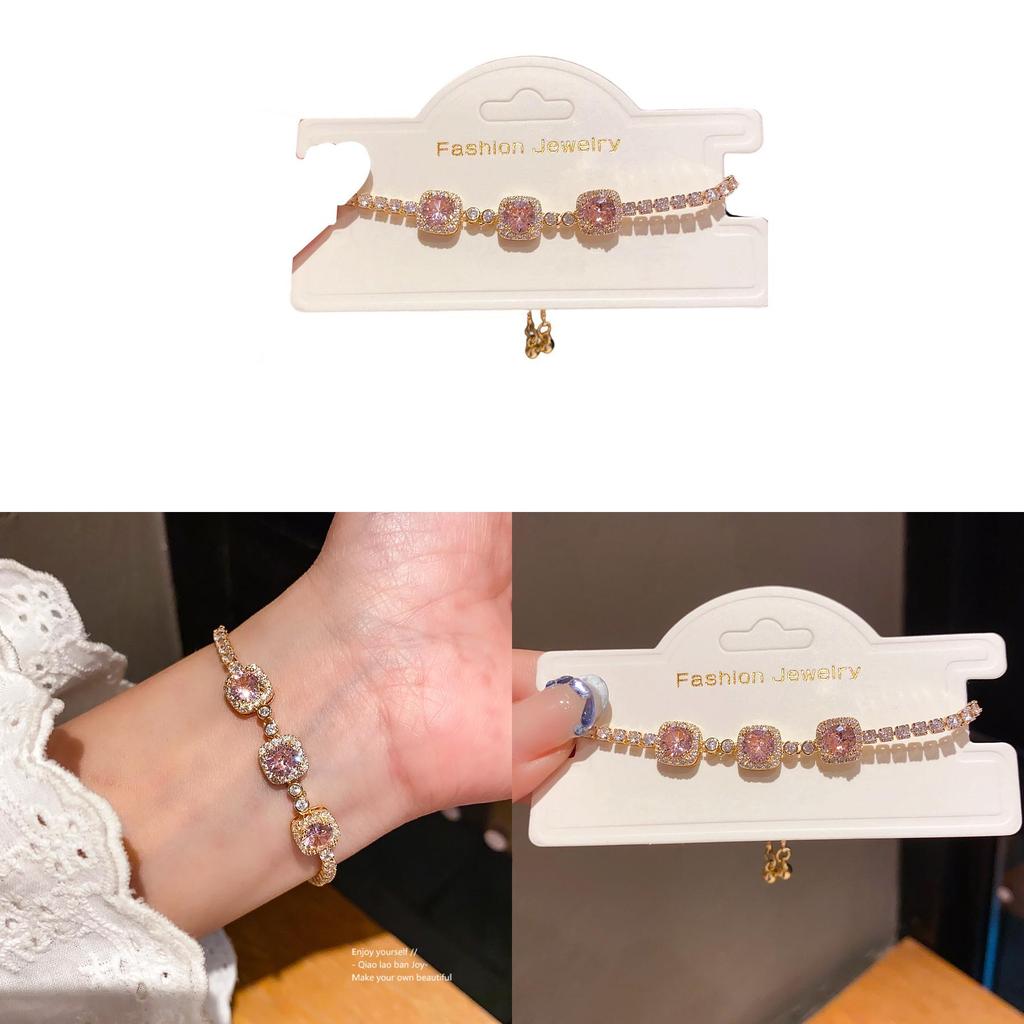 Light Luxe Copper Zircon Square Charm Bracelet For Fashionable Women Gift