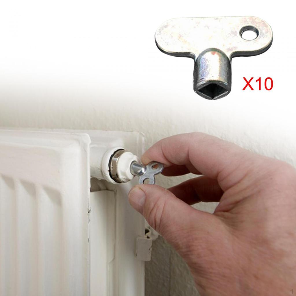 10 stykker Radiatornøkler med firkantet stikkontakt Krannøkkel Nyttig varmenøkkel Metallutløpshull