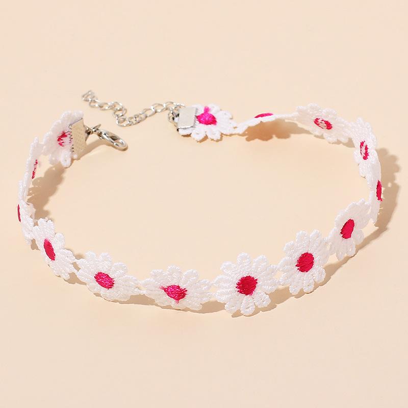 Douyin New Small Daisy Necklace Ins Internet Celebrity Same Niche Lace Choker Flower Necklace