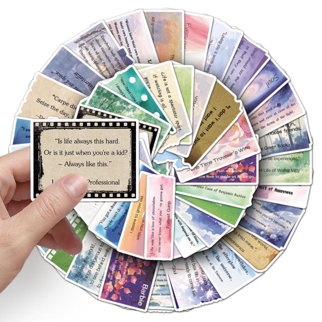 50 Classic Movie Lines Graffiti Stickers: English Sentences DIY for Phones and Journals