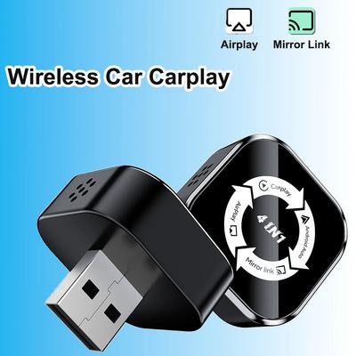 Adaptor Wireless Carplay 4-în-1 Android Auto Conectare Airplay Mirror Link Ecran USB Plug Play pentru iOS și Android CarPlay