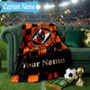 Custom Name Dundee United Crest Design Flannel Blanket, Use for Birthday/Holiday Gift, Soft Blanket for Sofa/Bed/Camping/Office, Home Decor