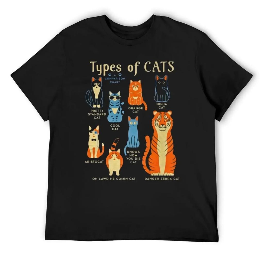 funny types of cats T-Shirt cute clothes man t shirt graphic t shirts quick drying mens designer clothes
