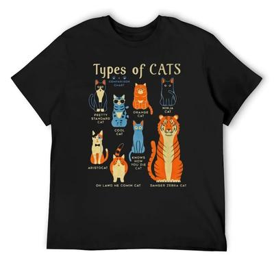 Funny Types of Cats T-Shirt Cute Clothes Man T Shirt Graphic T Shirts Quick Drying Mens Designer Clothes