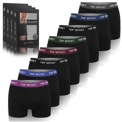 Men’s Boxer Briefs 8-Pack, High Cotton Content, Breathable Underwear with Assorted Colour Waistbands