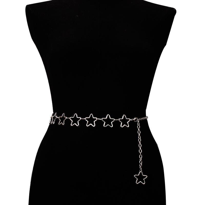 European Fashion Single Layer Star Decor Waist Chain With Alloy Material For Women And Men