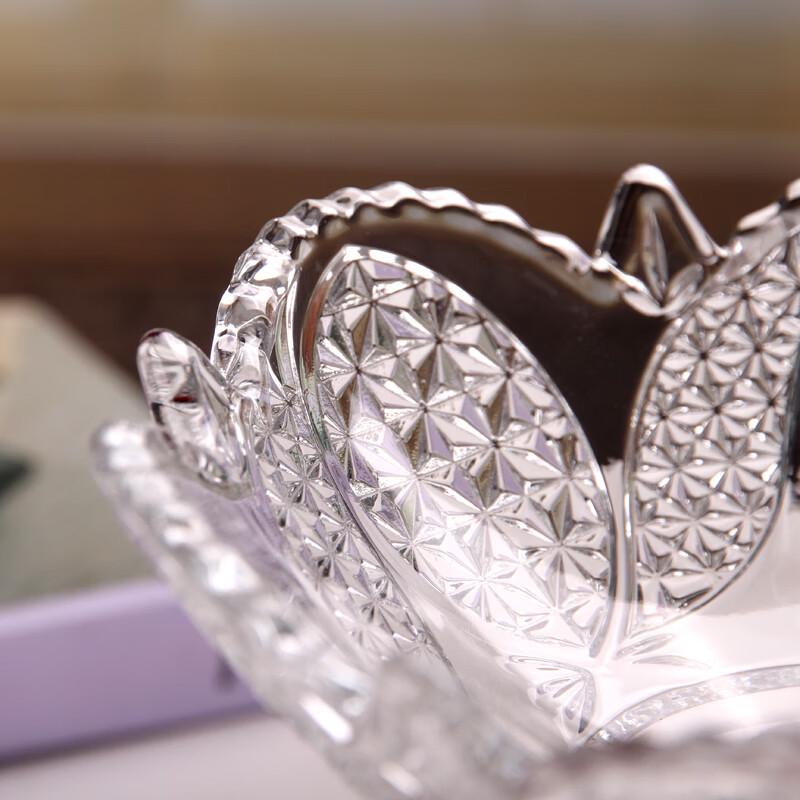 Flavinmci European Style Embossed Glass Dessert Bowl and Fruit Plate