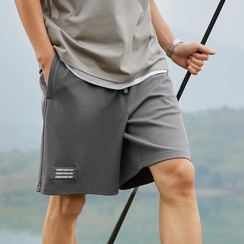 Li Ning CF Series Solid Color Mid Waist Loose Straight Casual Shorts Men shorts Lead-Gray AKSU917-2