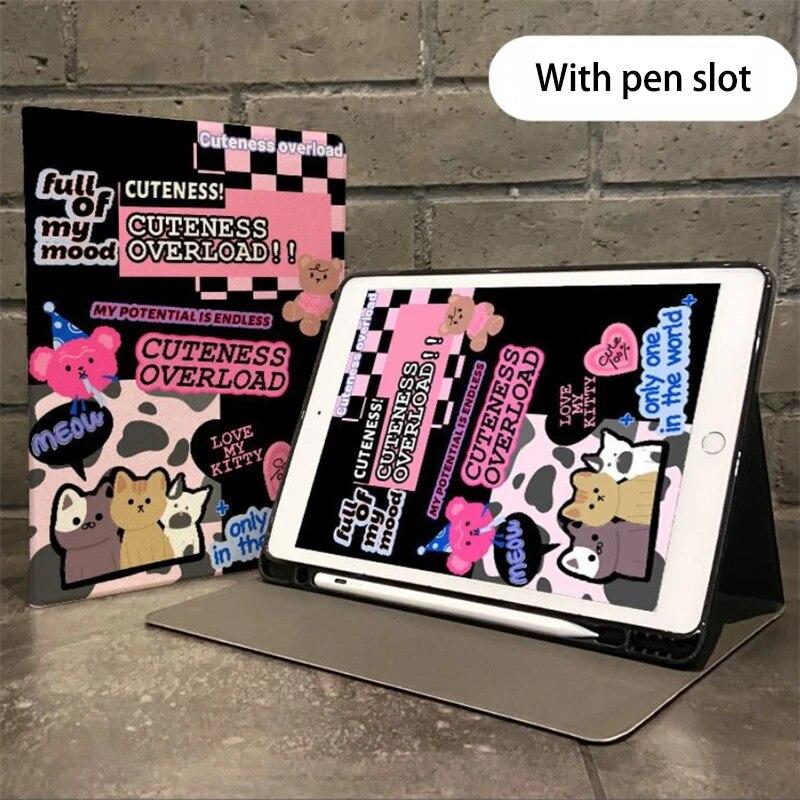 

Для Xiaomi Pad 5 Pro 11 12,4 дюйма «все включено» в книжном стиле креативный противоскользящий чехол с мультяшным медведем и кошкой для Xiaomi Pad 6 Pro mipad 6 11