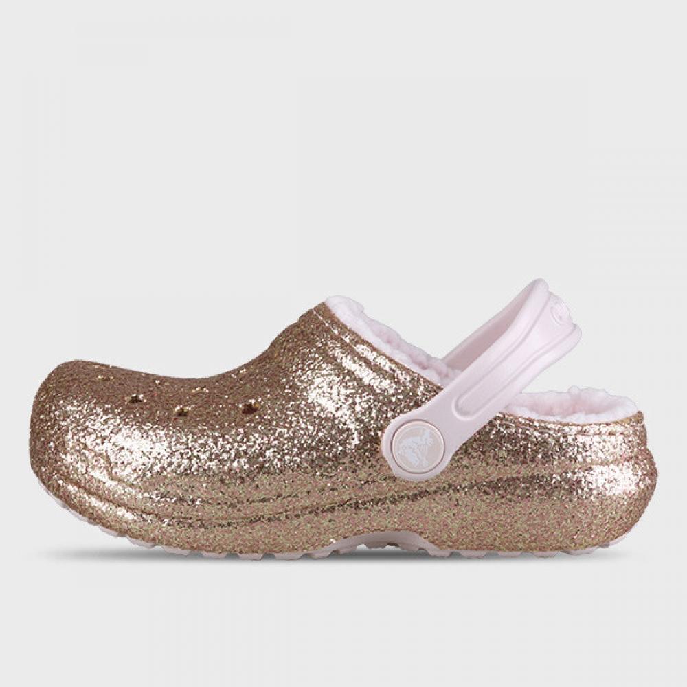 Crocs ClaSSic Lined Glitter Women S Winter Cold Weather Fur SlipperS roSe Gold K207462 2ub