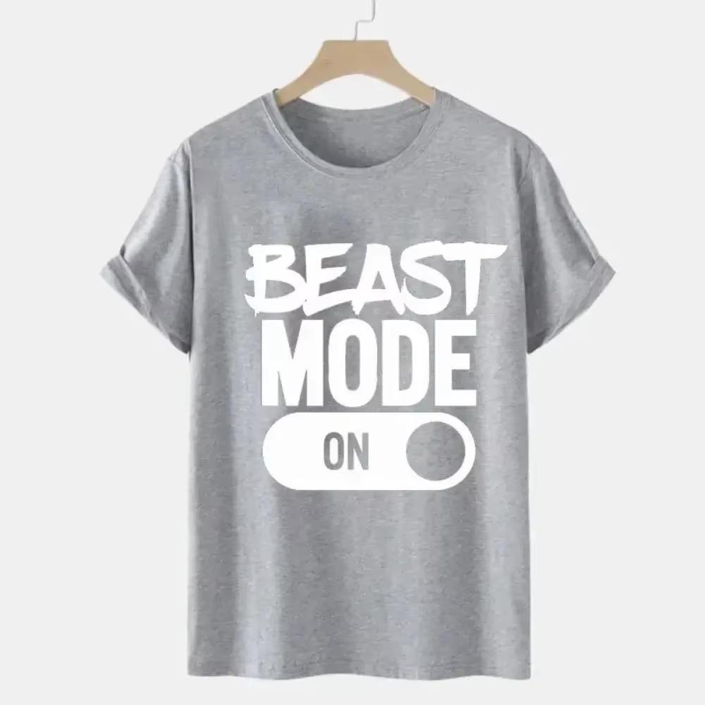 Men'S Tees Shirts Beast Mode on Print Funny Design Tshirt Short Sleeve Vacation Tops Male Women T-shirt Oversize Summer Clothes