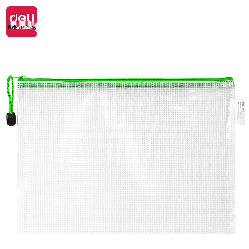 Deli 5654 Transparent Mesh Zipper File Bag
