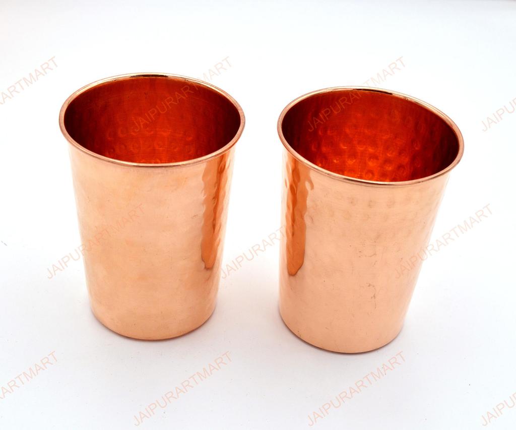 Pure Hammered Copper Glass 250Ml Handmade Copper Cups -Set of 2