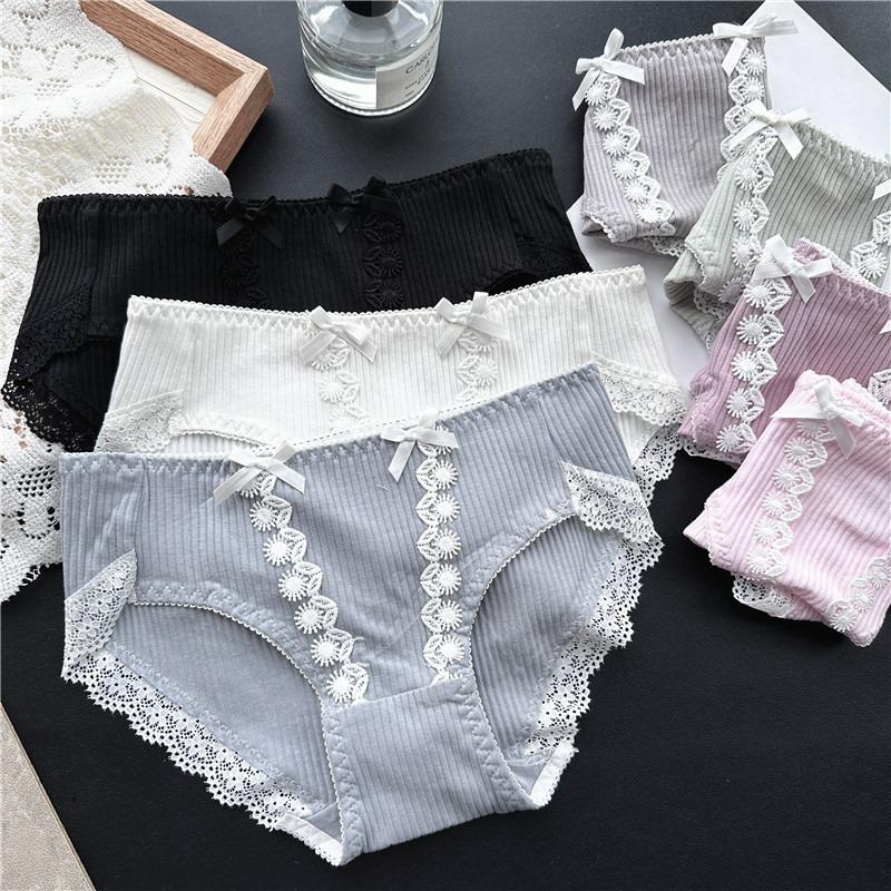 Ladies Spring and Summer Lovely Cotton Ice Screen Lace Panties