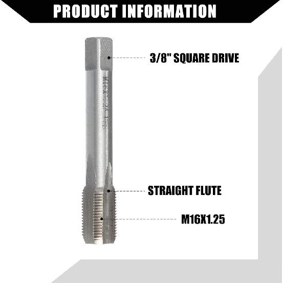 Outer/Universal Spark Plug Thread Repair Tools with M14x1.25 Inner Inserts and M16x1.25 Tap/High Speed Steel Tap Spark Plug/Durable/Metal / 1