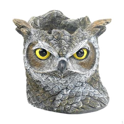 Eulenstatue Pflanzgefäß Blumentopf Harzskulptur Multifunktional mit Drainageloch Innendekoration