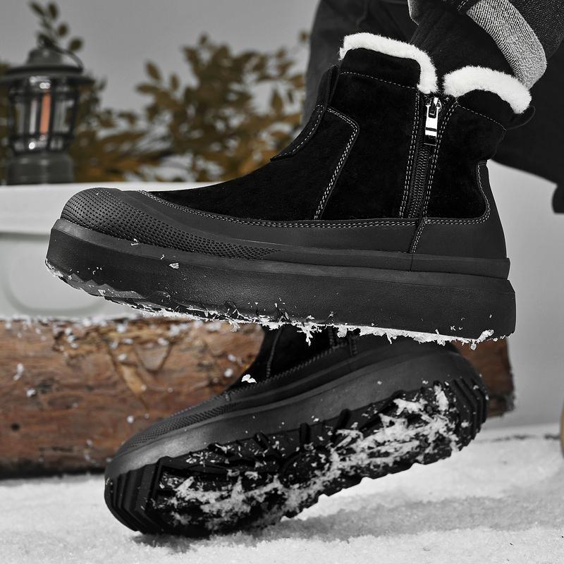 New Men's  Warm Cotton Shoe Men's Winter Slip-on Snow Boots Men for Work Ankle Boots Male Winter Thick Bottom Outdoor Casual Shoes