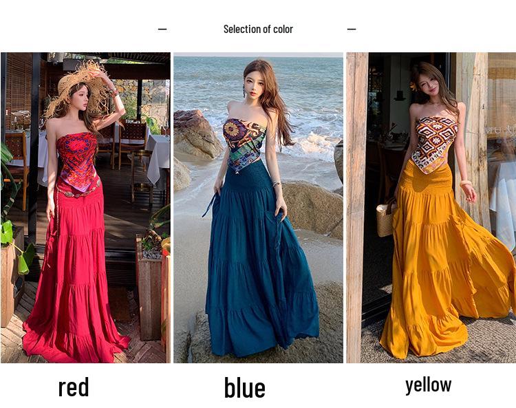 Ethnic Summer 2026 Beach Dress - Slimming Fairy Skirt for Sanya Travel