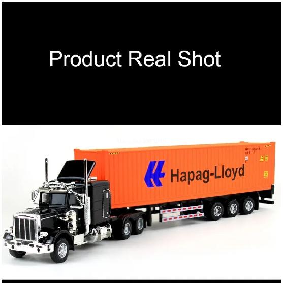 1:50 Alloy Heavy Trucks Toys Models Cars Container Vehicles Light Music Miniature Transport Car Rubber Tires Kids Gifts