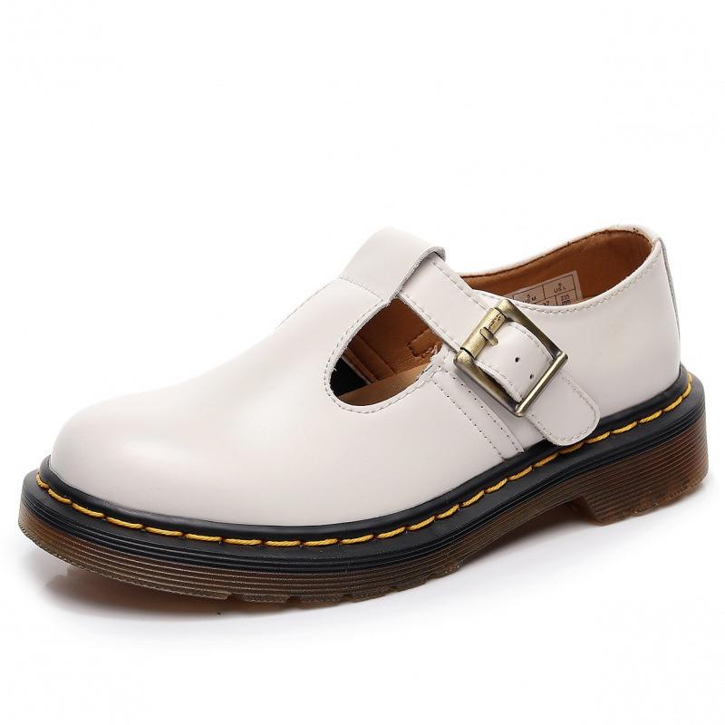 Text strip Mary Jane shoes genuine leather, low-top small leather shoes women's fashion student