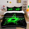 Green Glitched Star with "D" On Black Background Print Bedding Set Duvet Cover Pillowcases (1* Duvet Cover 2* Pillowcases Do Not Include Comforter)