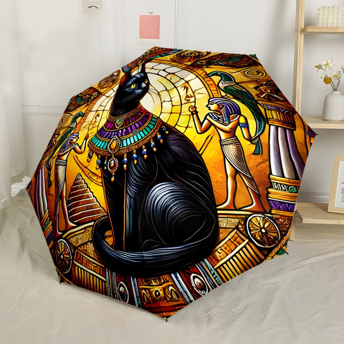 

Witch Cat In Autumn Leaves Outdoor Automatic Umbrella Retractable Design with 8-Rib Durability Sturdy Construction for Outdoor Daily Use Fashionable