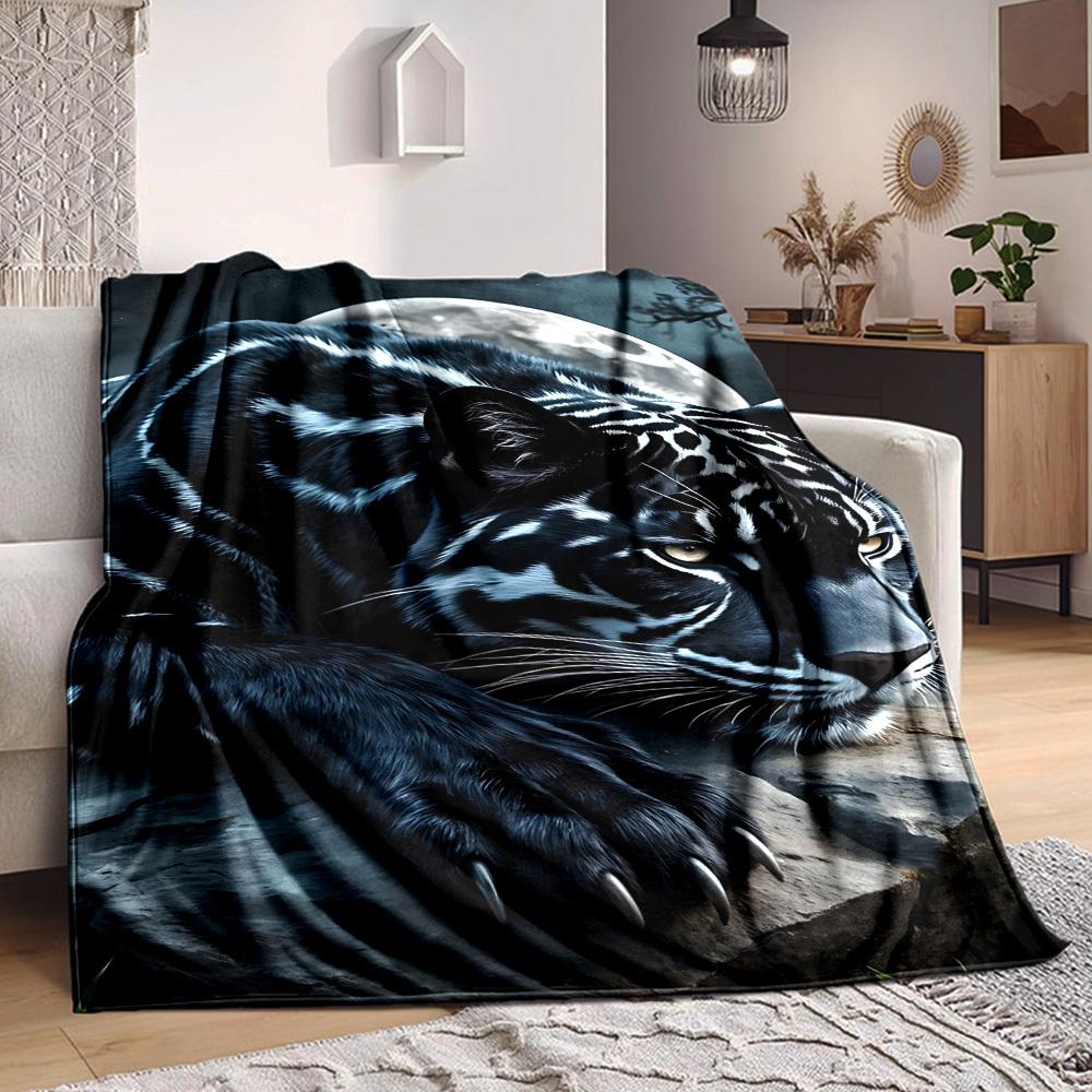 1pc Black Panther Print Blanket Lightweight Blanket Throw Blanket For Sofa, Bed, Travel, Camping, Livingroom, Office, Couch, Chair yy251010051