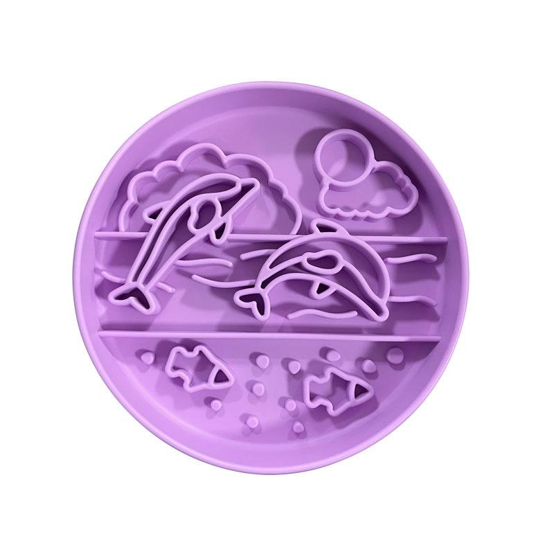 Silicone Lick Mat Slow Feeder Bowl Round Dog Licking Plate Non-Slip Slow Eating Pad For Dogs Puppies Home Mealtime Treat Gift